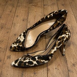 J.Crew Collection Leopard Print Calf Hair Pointed Toe Pumps Made in Italy Size 8